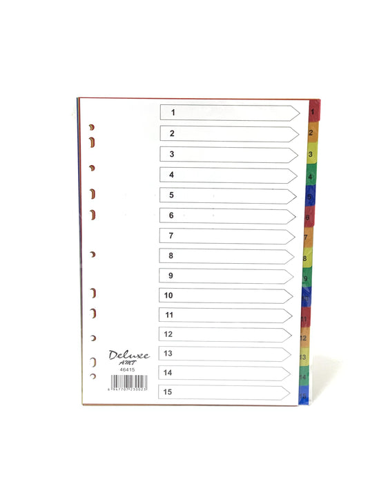 Divider 1-15 numbers   Colour Pvc A4