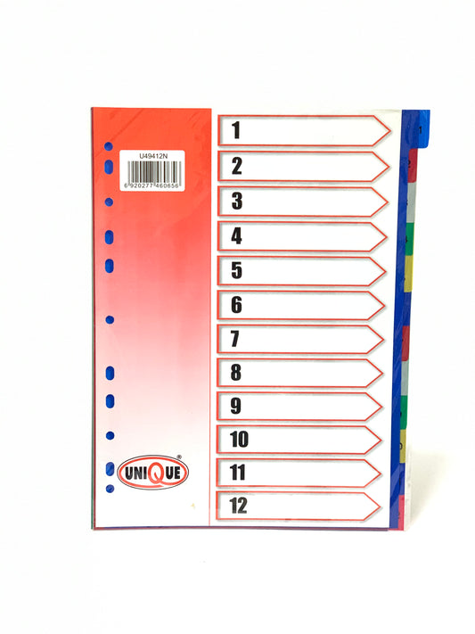 Divider 12 Colour Pvc A4