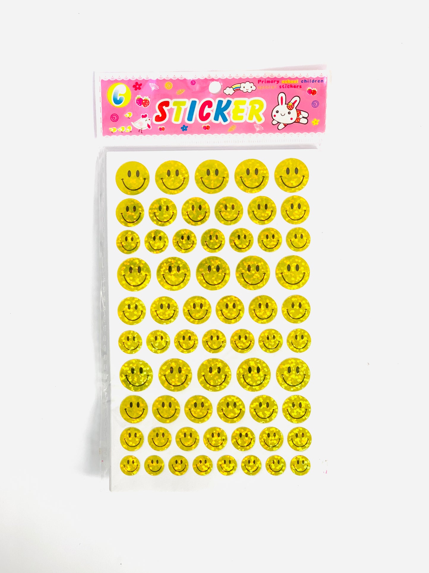 YELLOW SMILEY STICKER 1X10 SHEETS