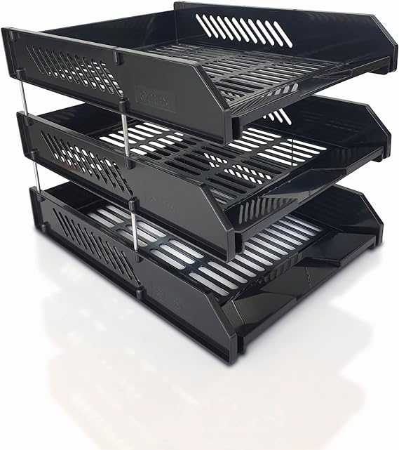 deli 3 Layers Plastic Document Tray Black, Mx-Ltabl