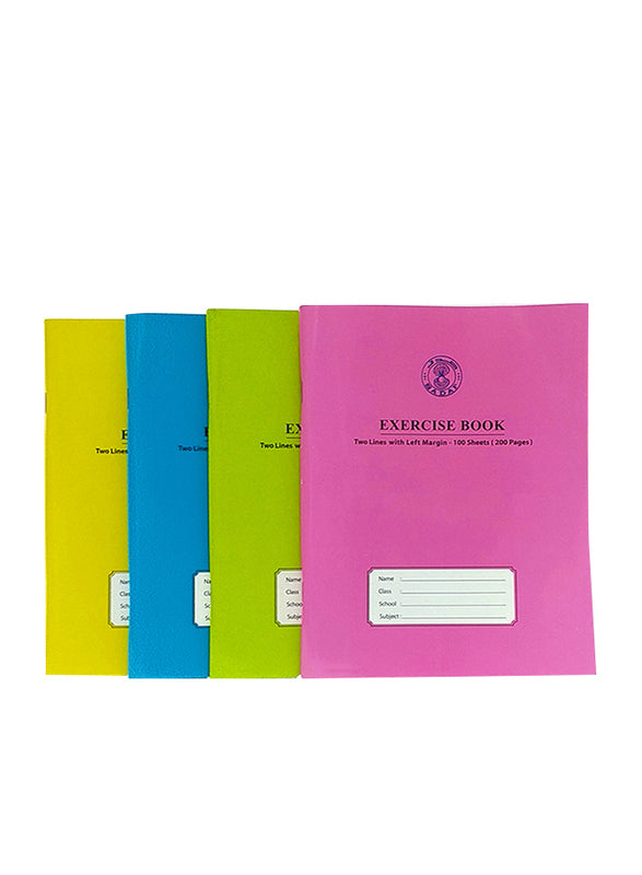 fis Two Line with Left Margin Exercise Book, 100 Sheets, 200 Pages per pcs