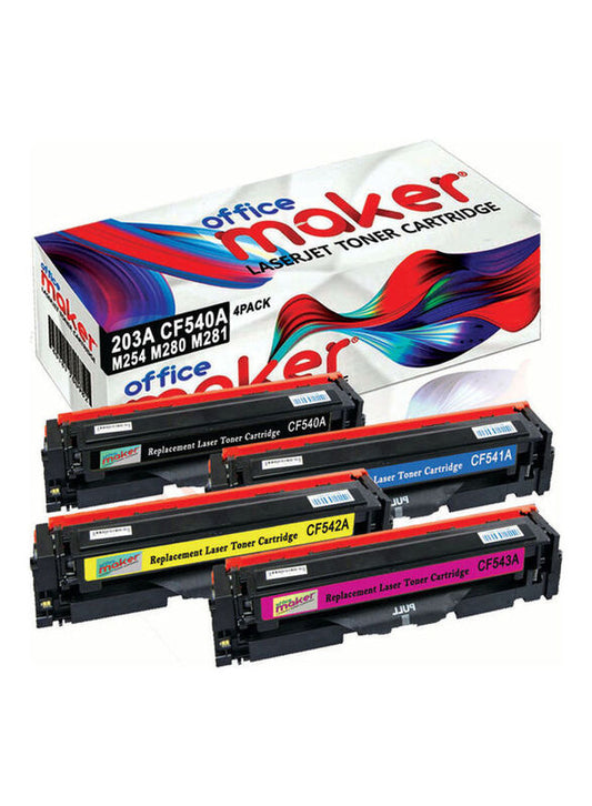 Office Maker 203A CF540A Multicolour Compatible LaserJet Toner Cartridge, 4 Piecesv