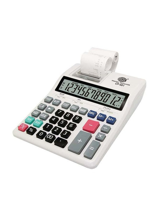 FIS 12-Digit 1-Color Printing Calculator, FSCACP-681, White