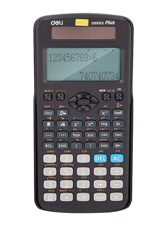 Deli ED991ES Clear Screen 417 Functions Scientific Calculator, Black